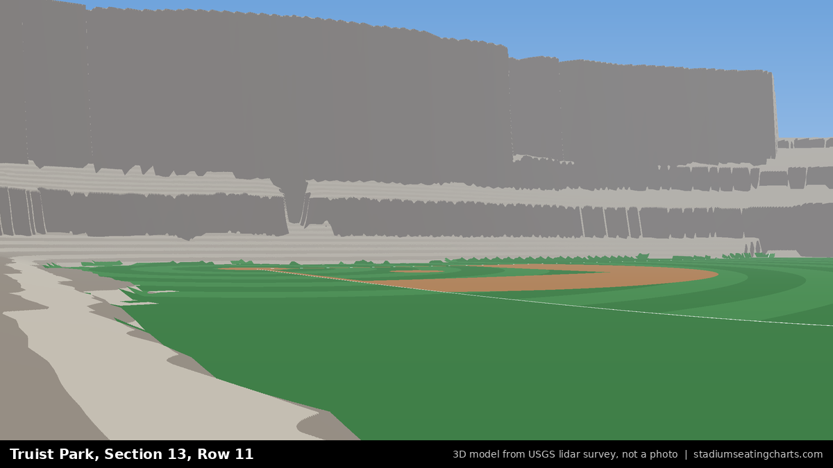 View from Truist Park Section 13, Row 11, looking toward the pitcher's mound