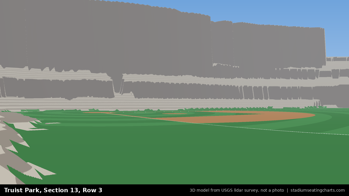View from Truist Park Section 13, Row 3, looking toward the pitcher's mound