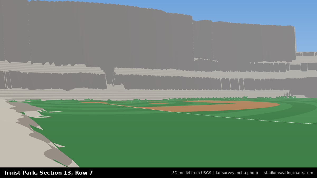 View from Truist Park Section 13, Row 7, looking toward the pitcher's mound