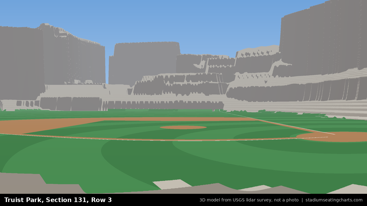 View from Truist Park Section 131, Row 3, looking toward the pitcher's mound