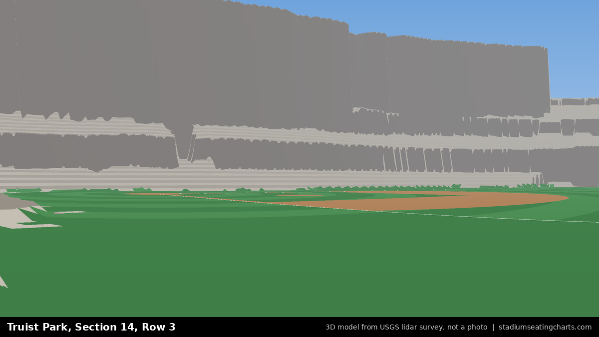 View from Truist Park Section 14, Row 3, looking toward the pitcher's mound