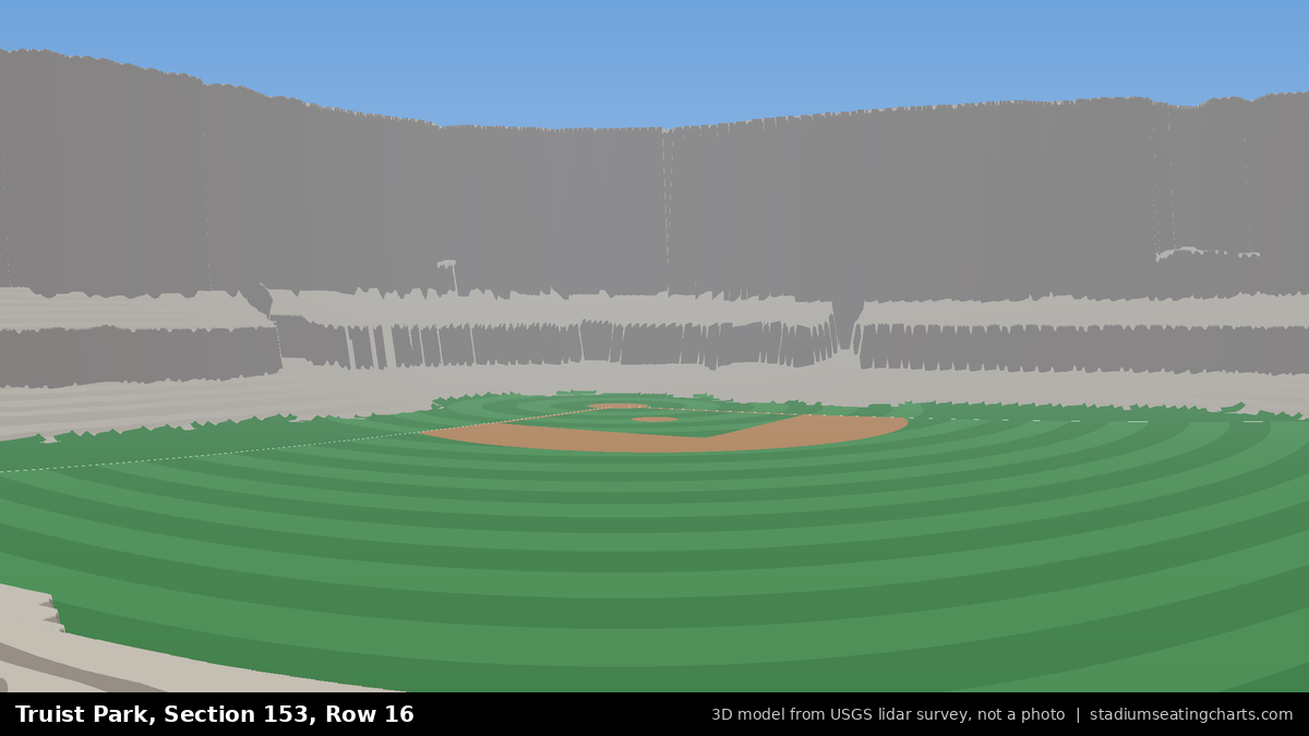 View from Truist Park Section 153, Row 16, looking toward the pitcher's mound