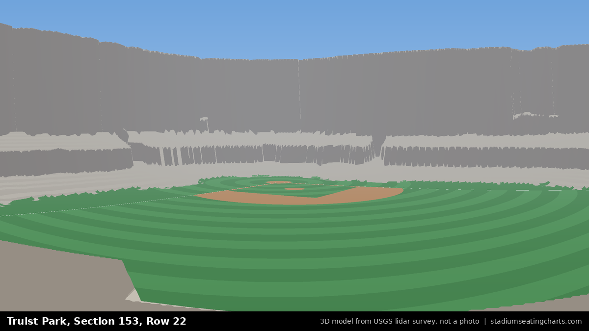 View from Truist Park Section 153, Row 22, looking toward the pitcher's mound