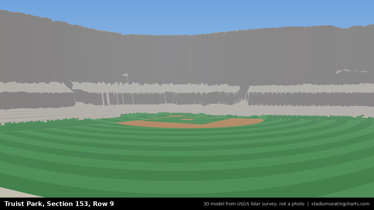 View from Truist Park Section 153, Row 9, looking toward the pitcher's mound