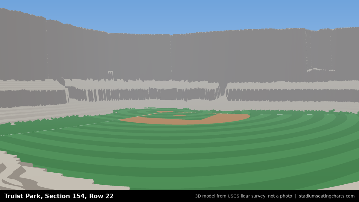 View from Truist Park Section 154, Row 22, looking toward the pitcher's mound