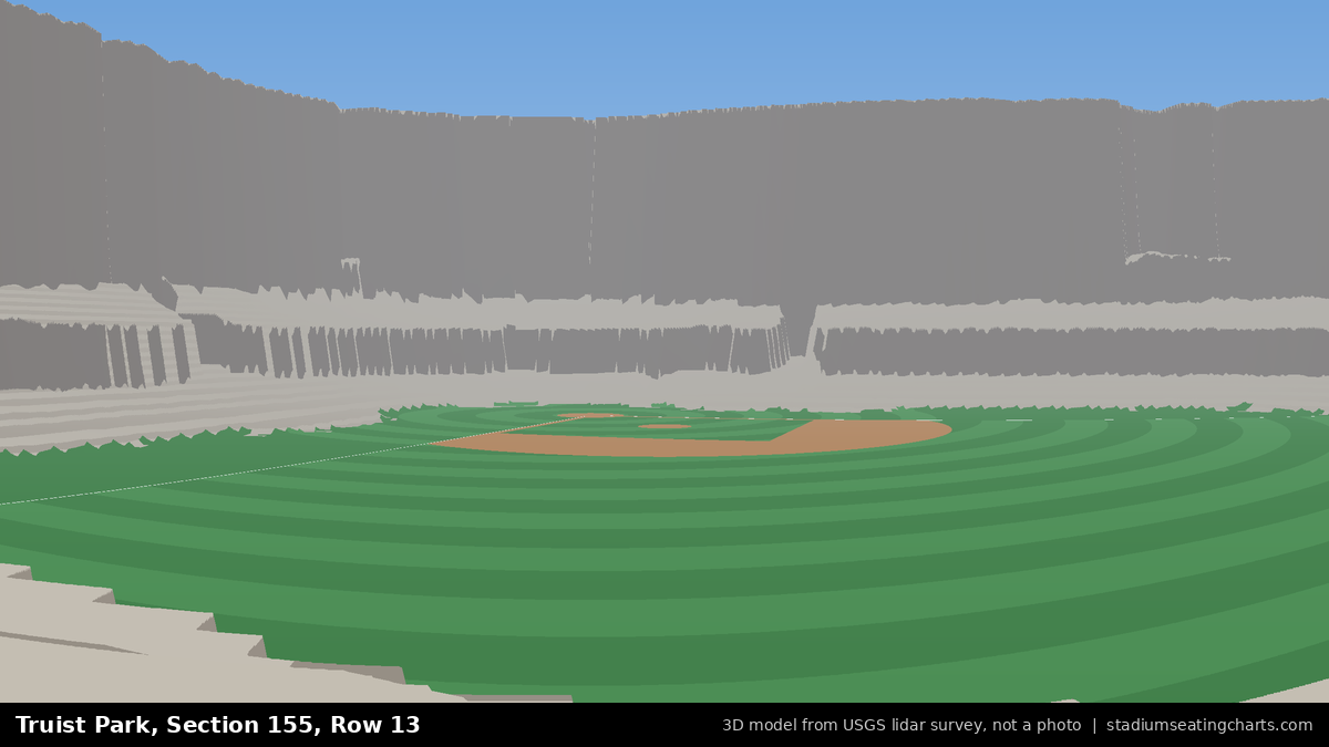 View from Truist Park Section 155, Row 13, looking toward the pitcher's mound