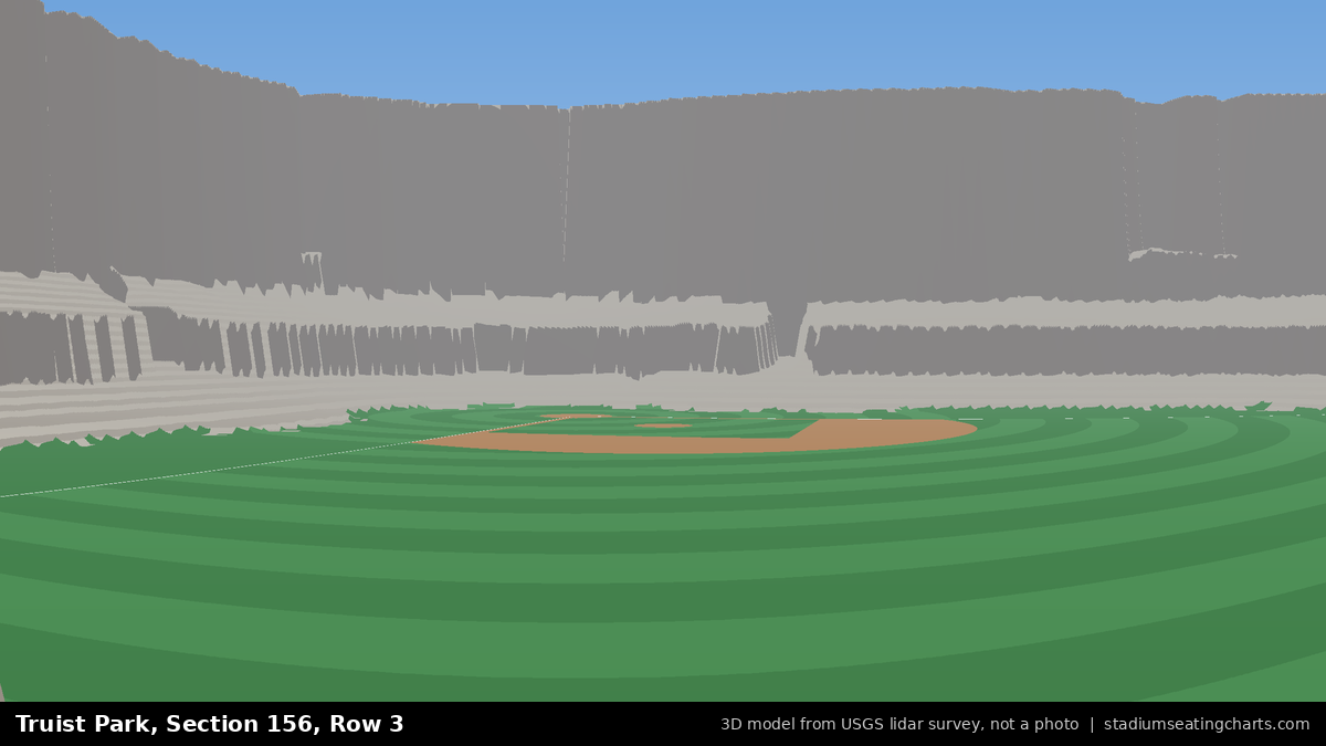 View from Truist Park Section 156, Row 3, looking toward the pitcher's mound
