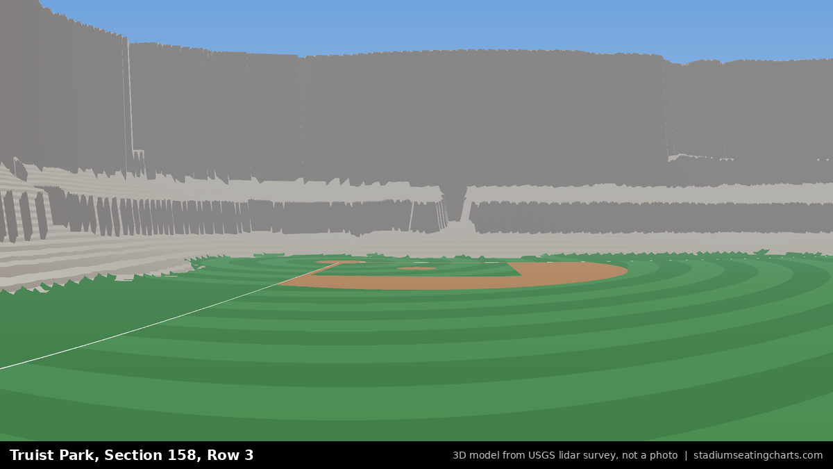 View from Truist Park Section 158, Row 3, looking toward the pitcher's mound