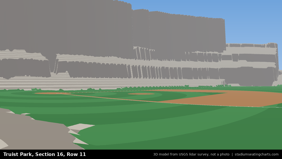 View from Truist Park Section 16, Row 11, looking toward the pitcher's mound