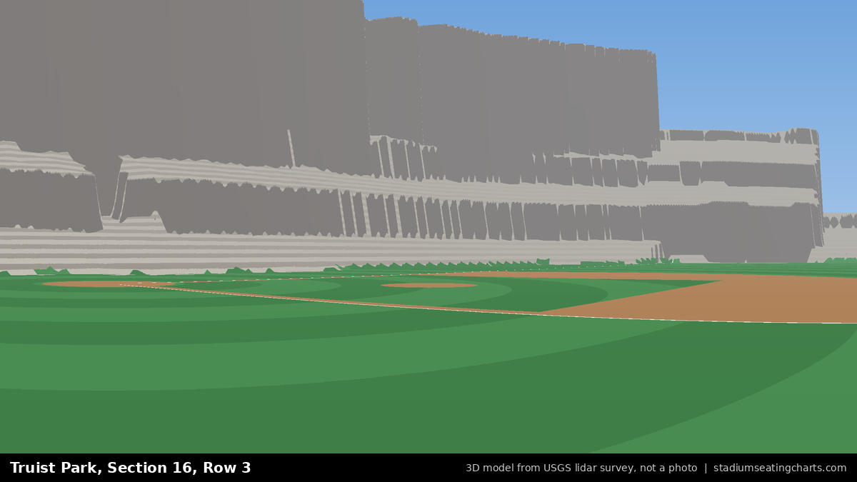 View from Truist Park Section 16, Row 3, looking toward the pitcher's mound