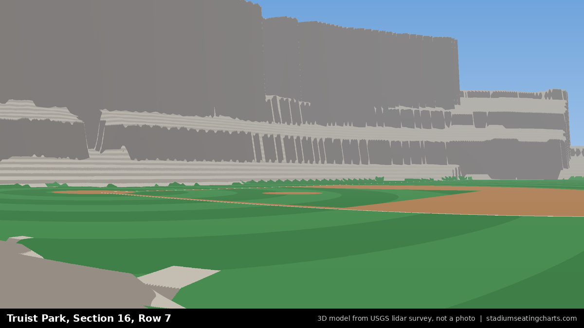View from Truist Park Section 16, Row 7, looking toward the pitcher's mound