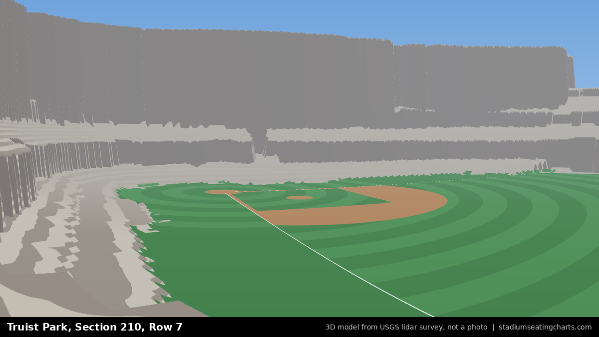 View from Truist Park Section 210, Row 7, looking toward the pitcher's mound
