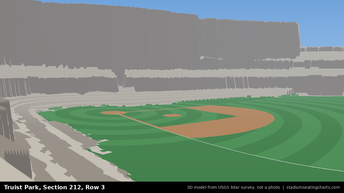 View from Truist Park Section 212, Row 3, looking toward the pitcher's mound