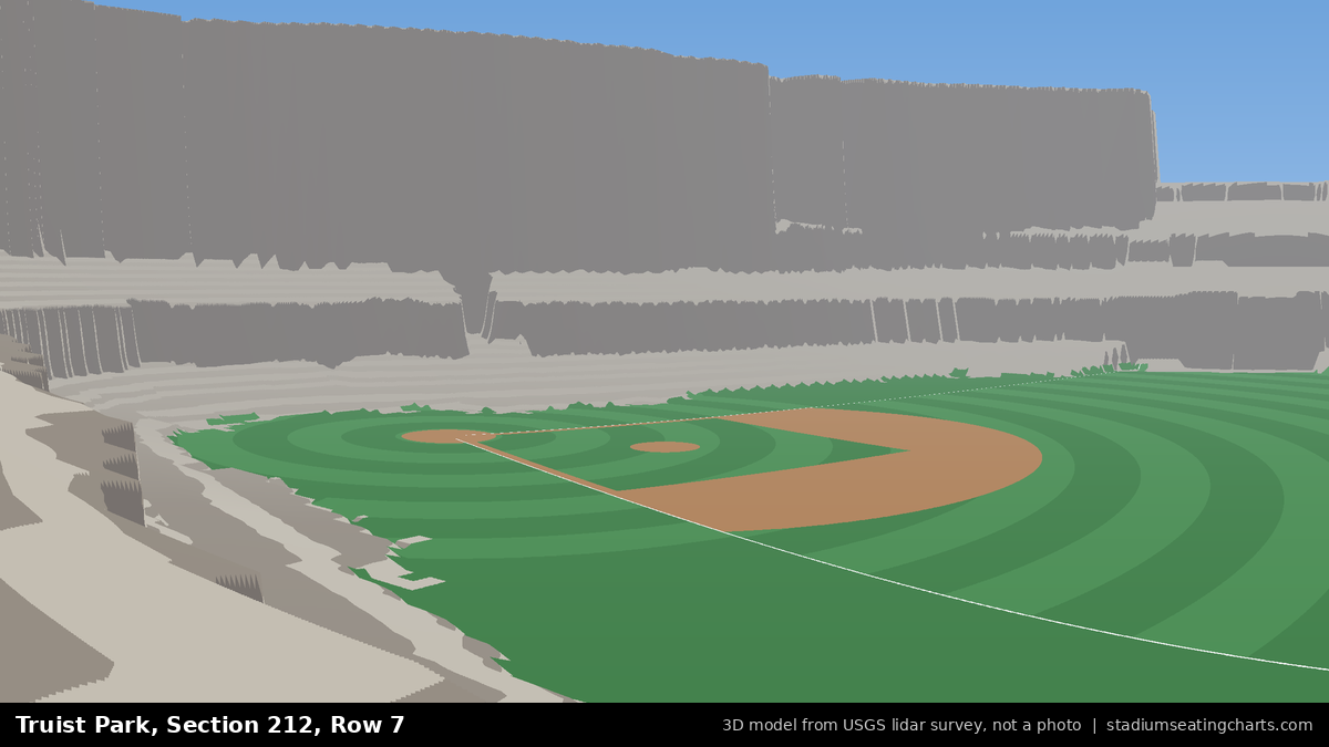 View from Truist Park Section 212, Row 7, looking toward the pitcher's mound