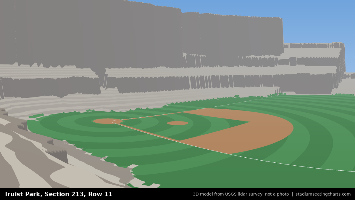 View from Truist Park Section 213, Row 11, looking toward the pitcher's mound
