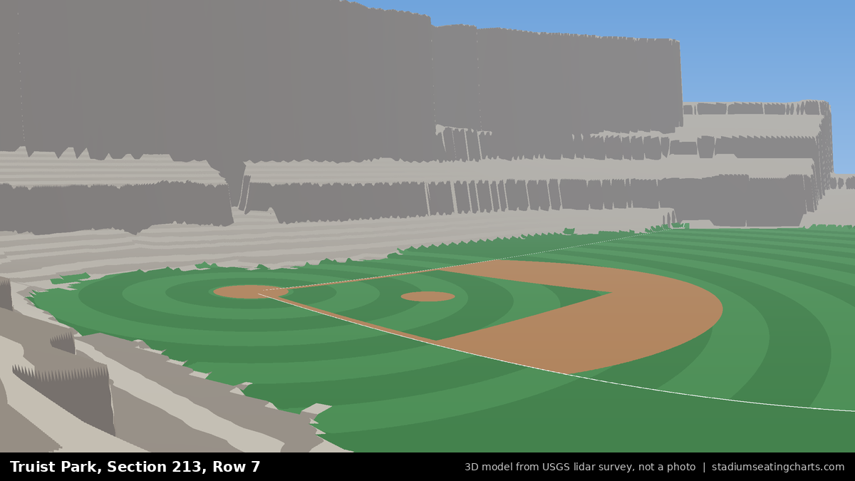 View from Truist Park Section 213, Row 7, looking toward the pitcher's mound