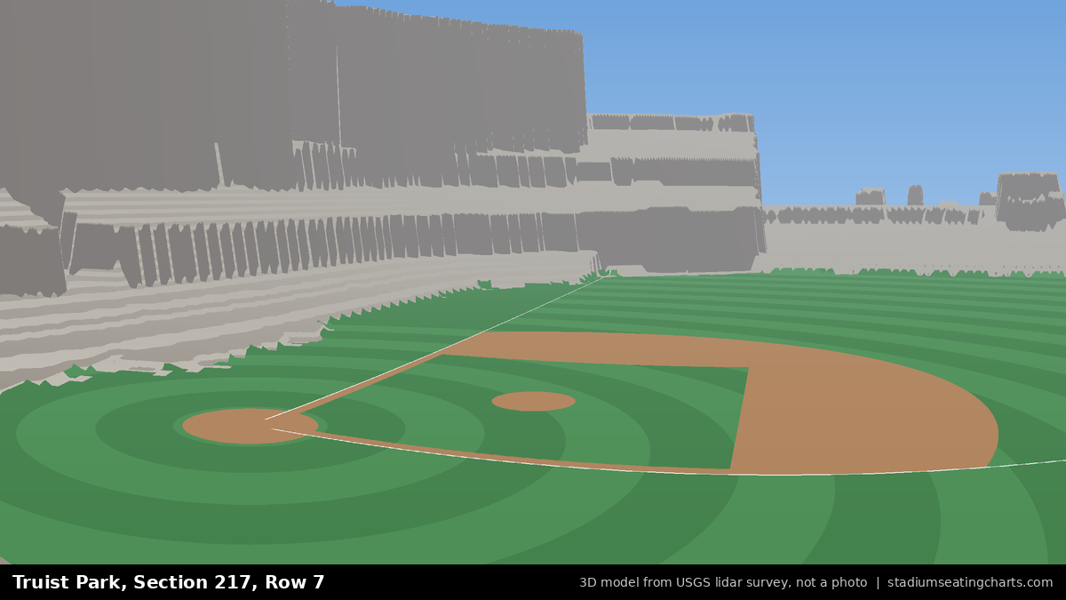 View from Truist Park Section 217, Row 7, looking toward the pitcher's mound
