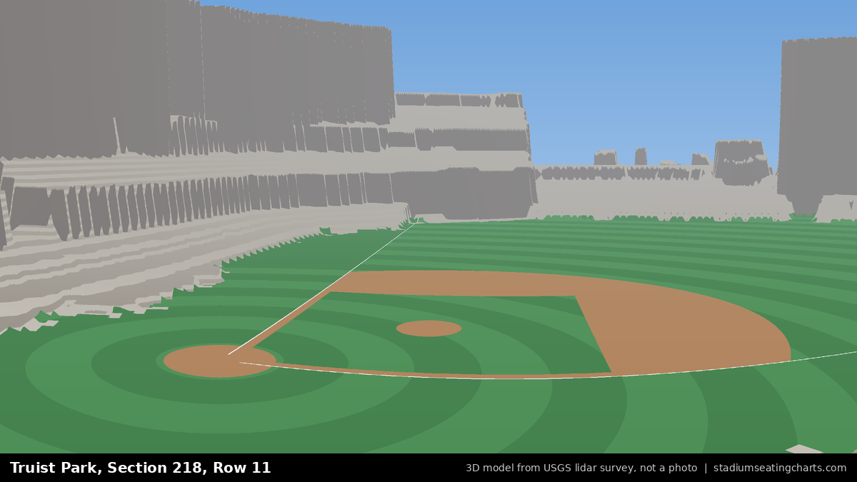 View from Truist Park Section 218, Row 11, looking toward the pitcher's mound