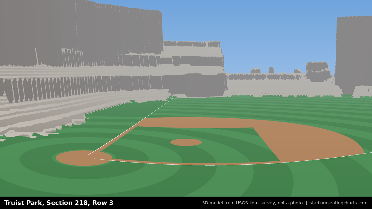 View from Truist Park Section 218, Row 3, looking toward the pitcher's mound