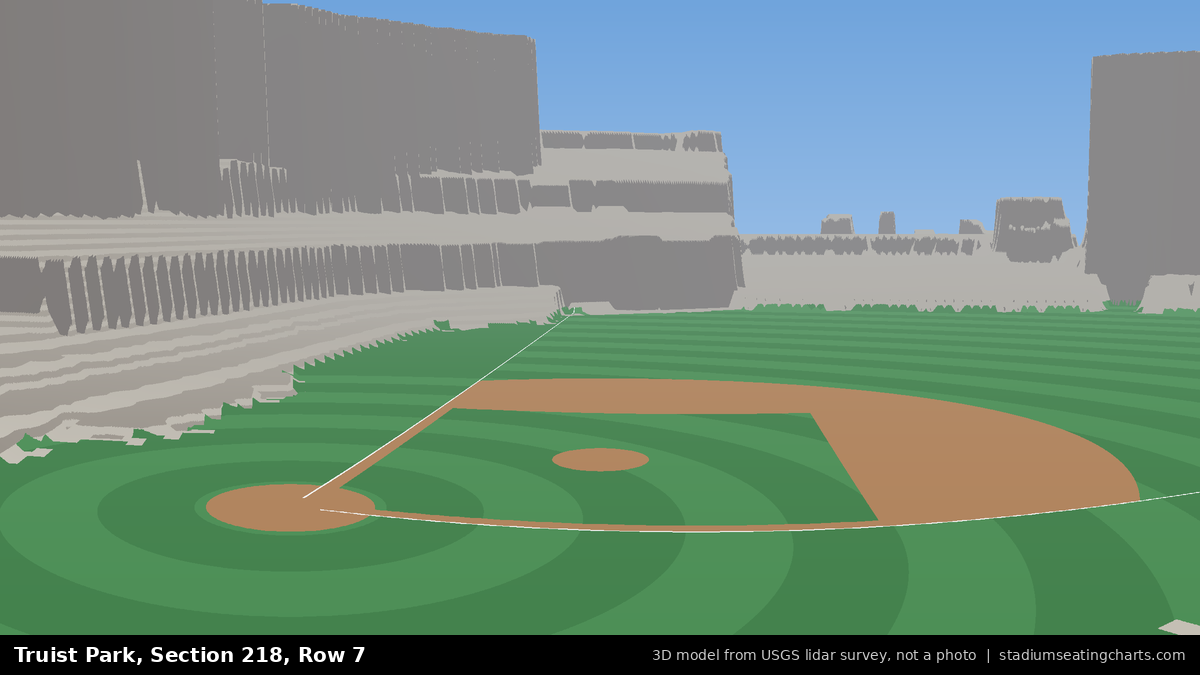 View from Truist Park Section 218, Row 7, looking toward the pitcher's mound