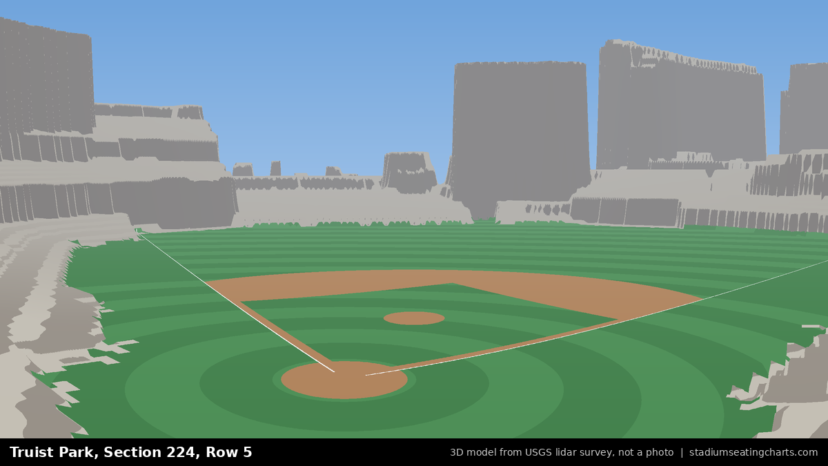View from Truist Park Section 224, Row 5, looking toward the pitcher's mound