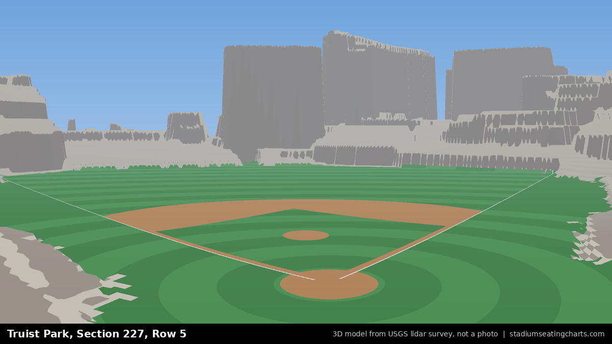 View from Truist Park Section 227, Row 5, looking toward the pitcher's mound