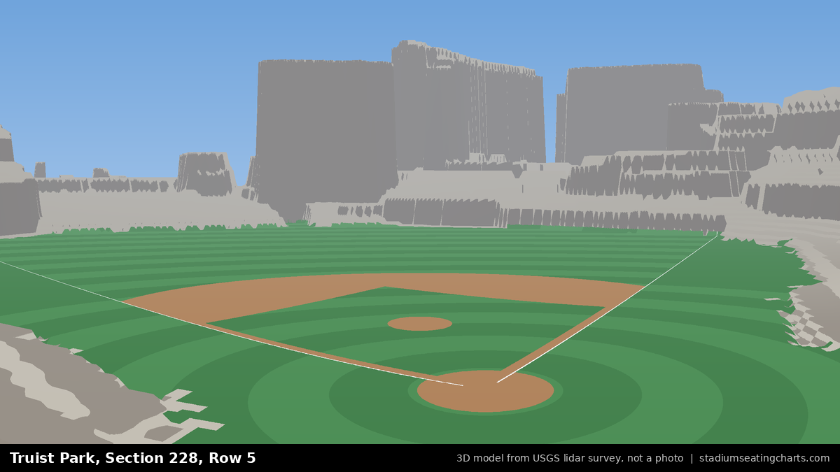 View from Truist Park Section 228, Row 5, looking toward the pitcher's mound