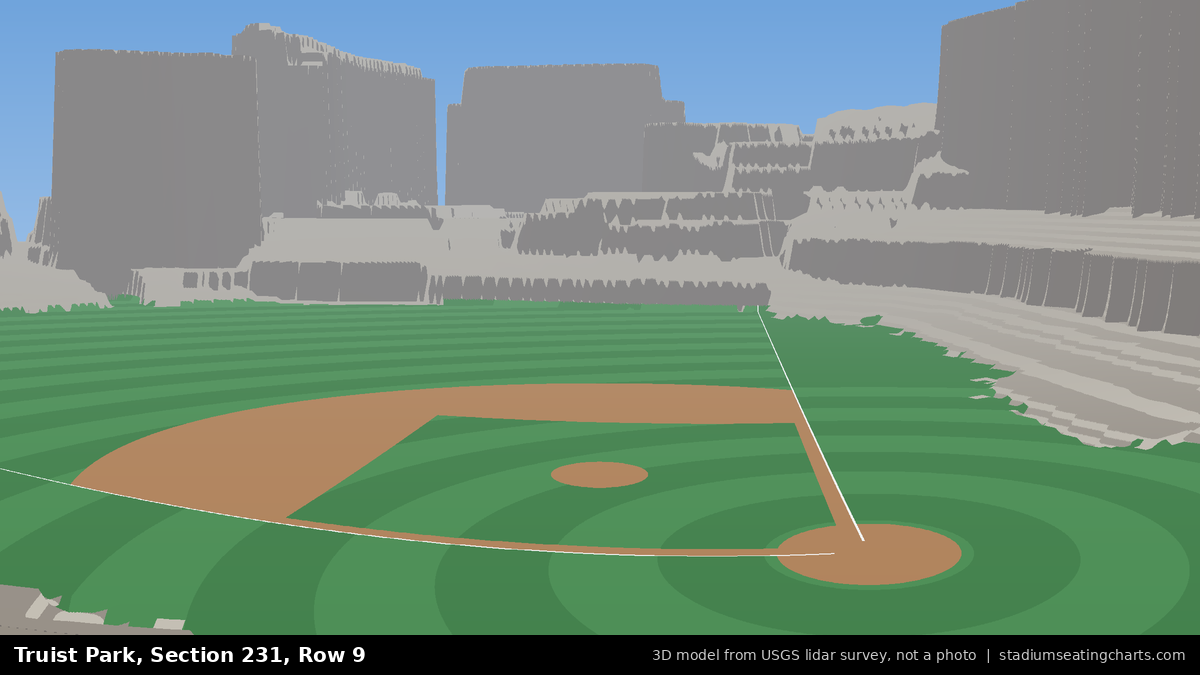 View from Truist Park Section 231, Row 9, looking toward the pitcher's mound