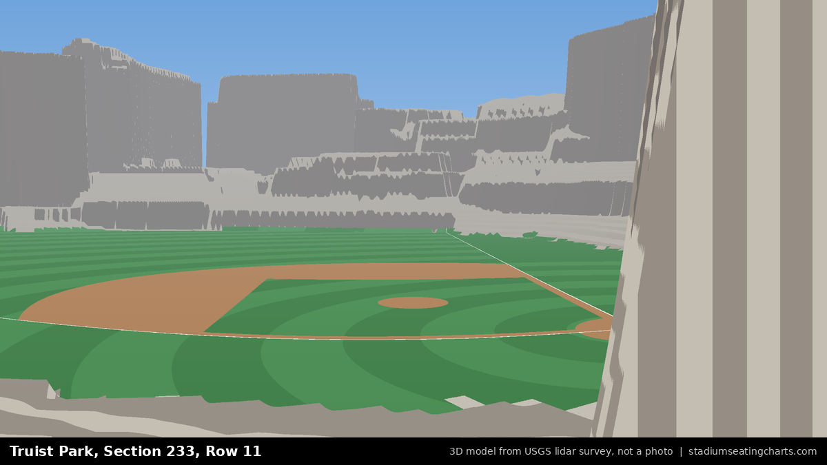 View from Truist Park Section 233, Row 11, looking toward the pitcher's mound