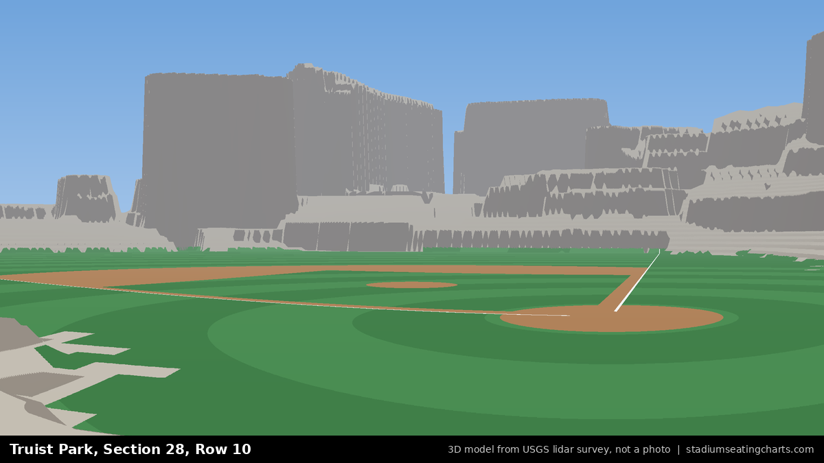 View from Truist Park Section 28, Row 10, looking toward the pitcher's mound