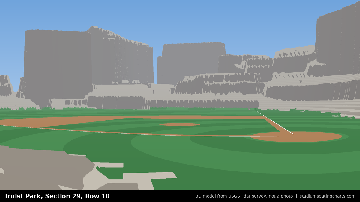 View from Truist Park Section 29, Row 10, looking toward the pitcher's mound