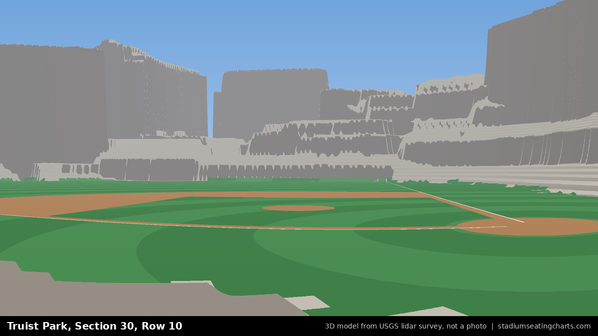 View from Truist Park Section 30, Row 10, looking toward the pitcher's mound