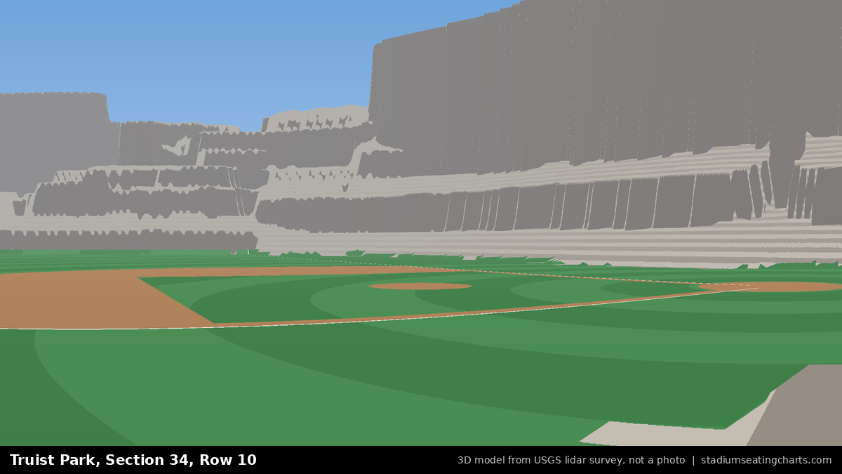 View from Truist Park Section 34, Row 10, looking toward the pitcher's mound