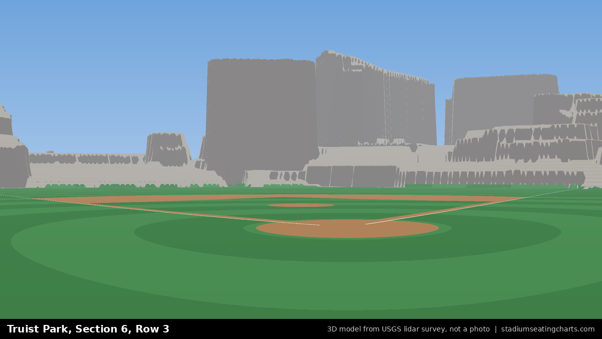 View from Truist Park Section 6, Row 3, looking toward the pitcher's mound