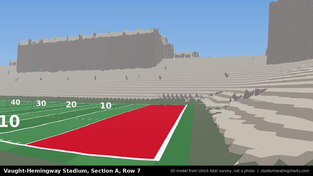 View from Vaught-Hemingway Stadium Section A, Row 7, looking toward the field