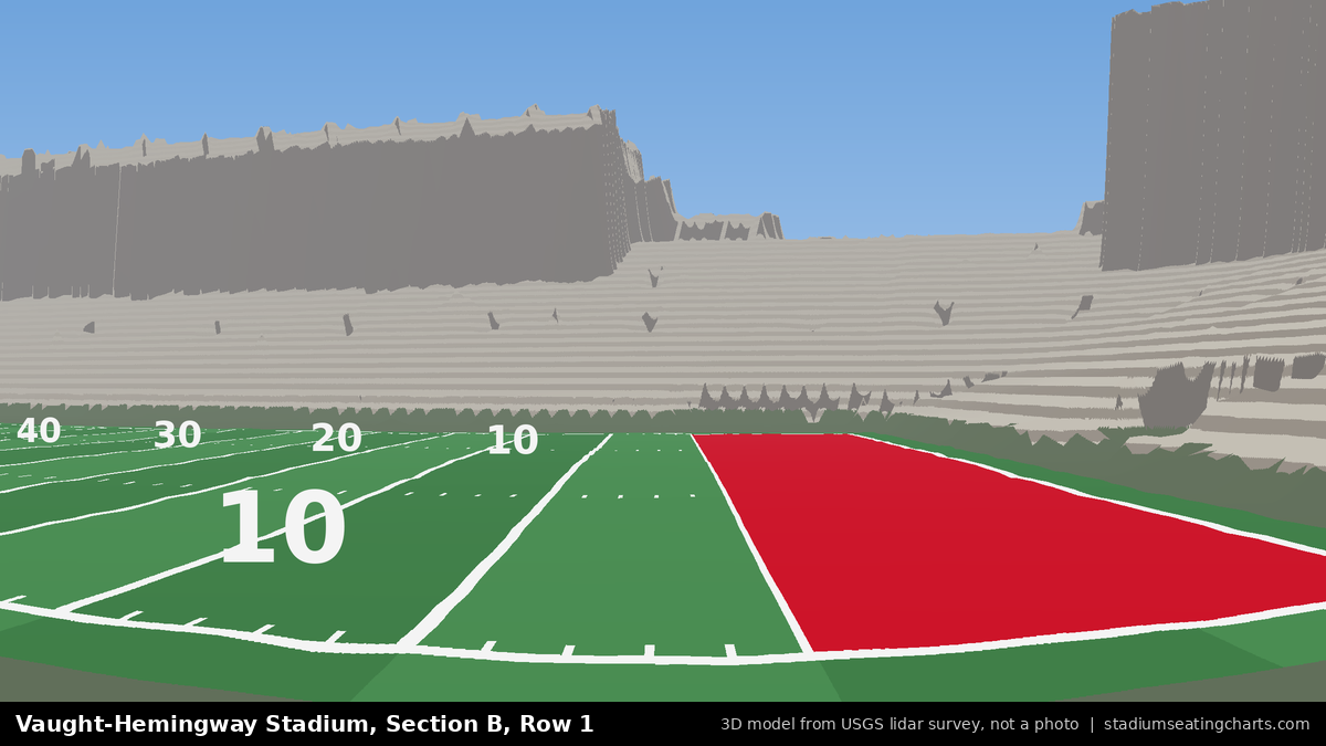 View from Vaught-Hemingway Stadium Section B, Row 1, looking toward the field