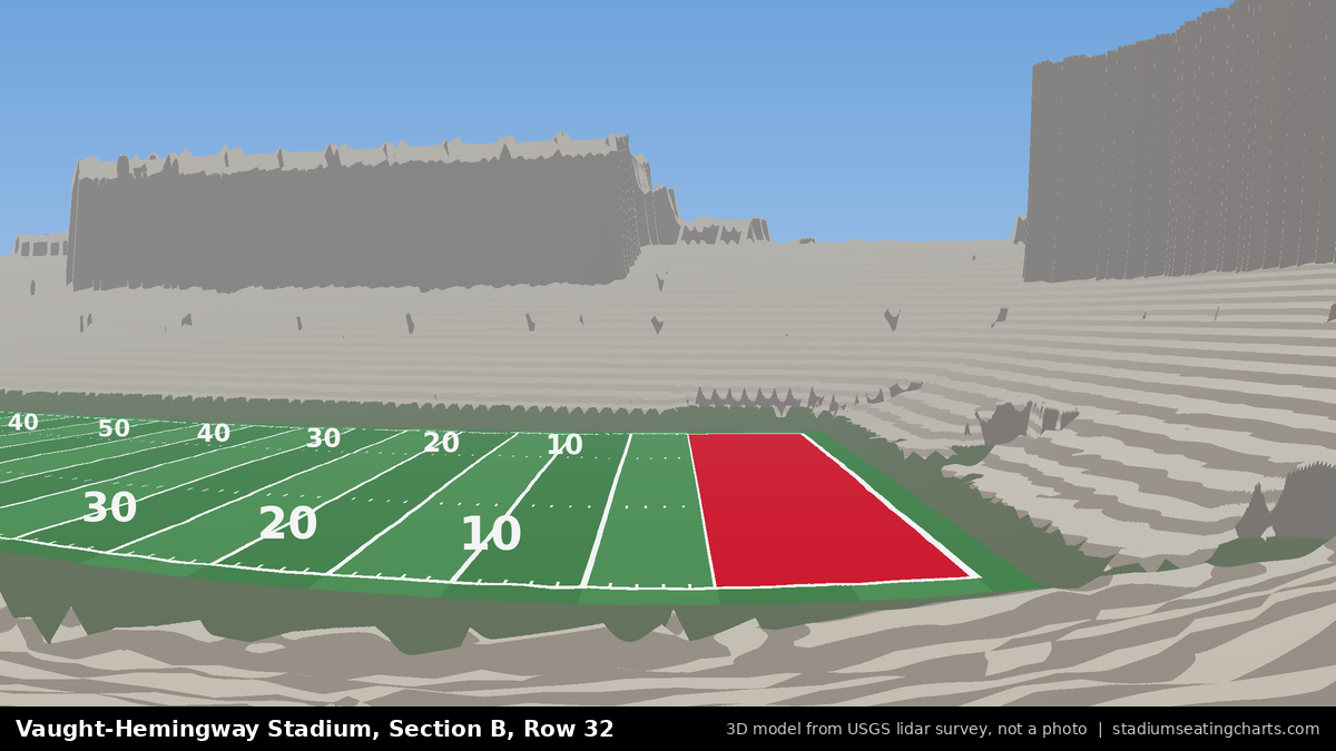 View from Vaught-Hemingway Stadium Section B, Row 32, looking toward the field