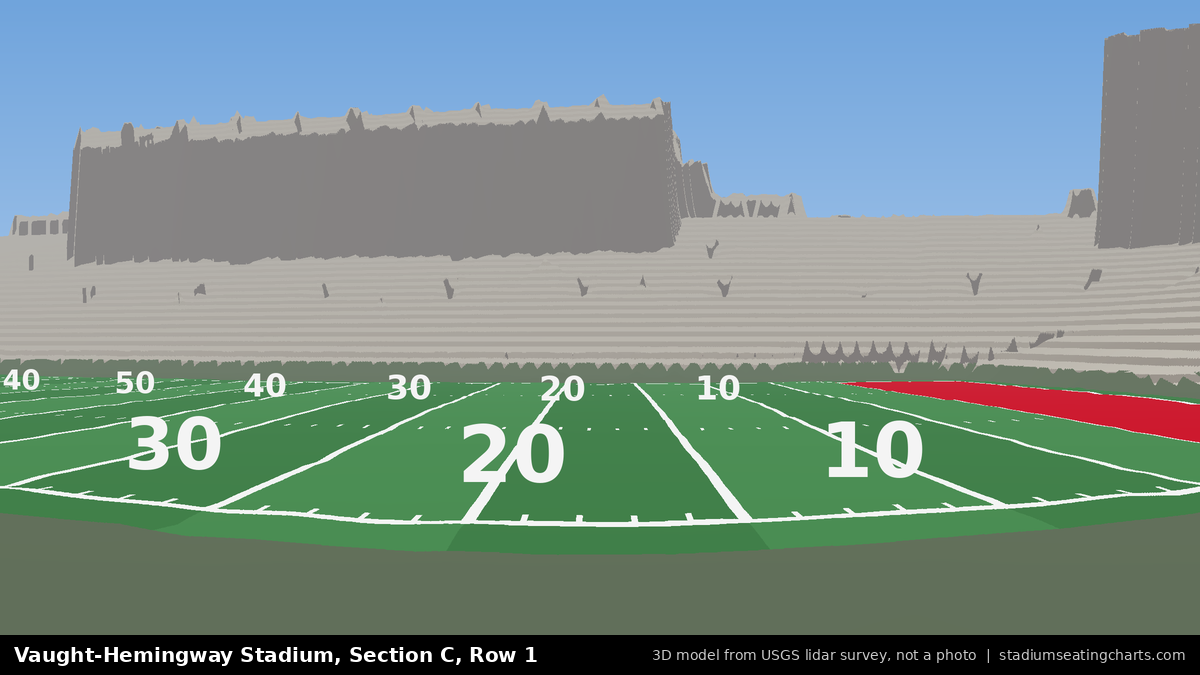 View from Vaught-Hemingway Stadium Section C, Row 1, looking toward the field