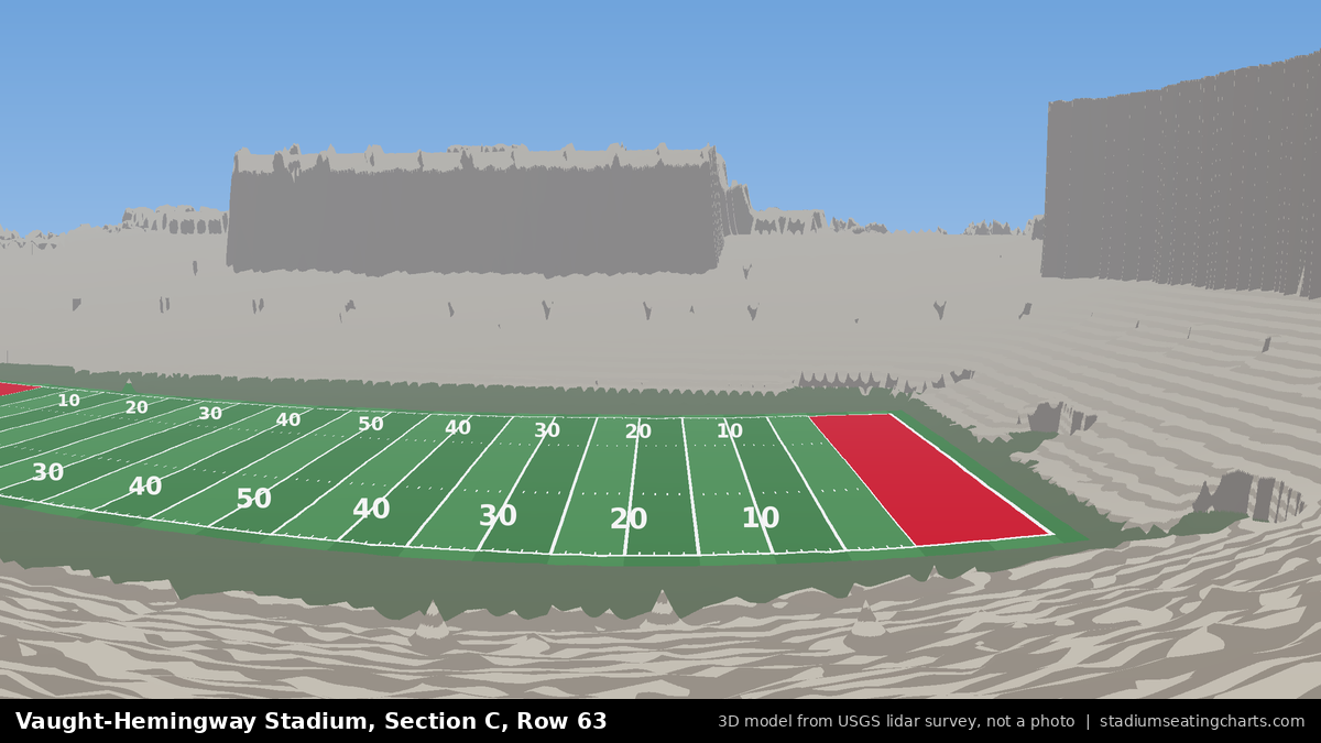 View from Vaught-Hemingway Stadium Section C, Row 63, looking toward the field
