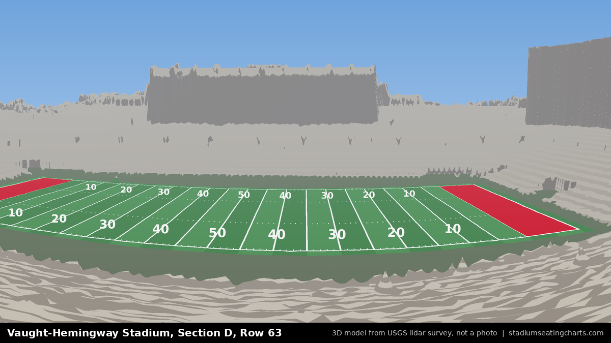 View from Vaught-Hemingway Stadium Section D, Row 63, looking toward the field