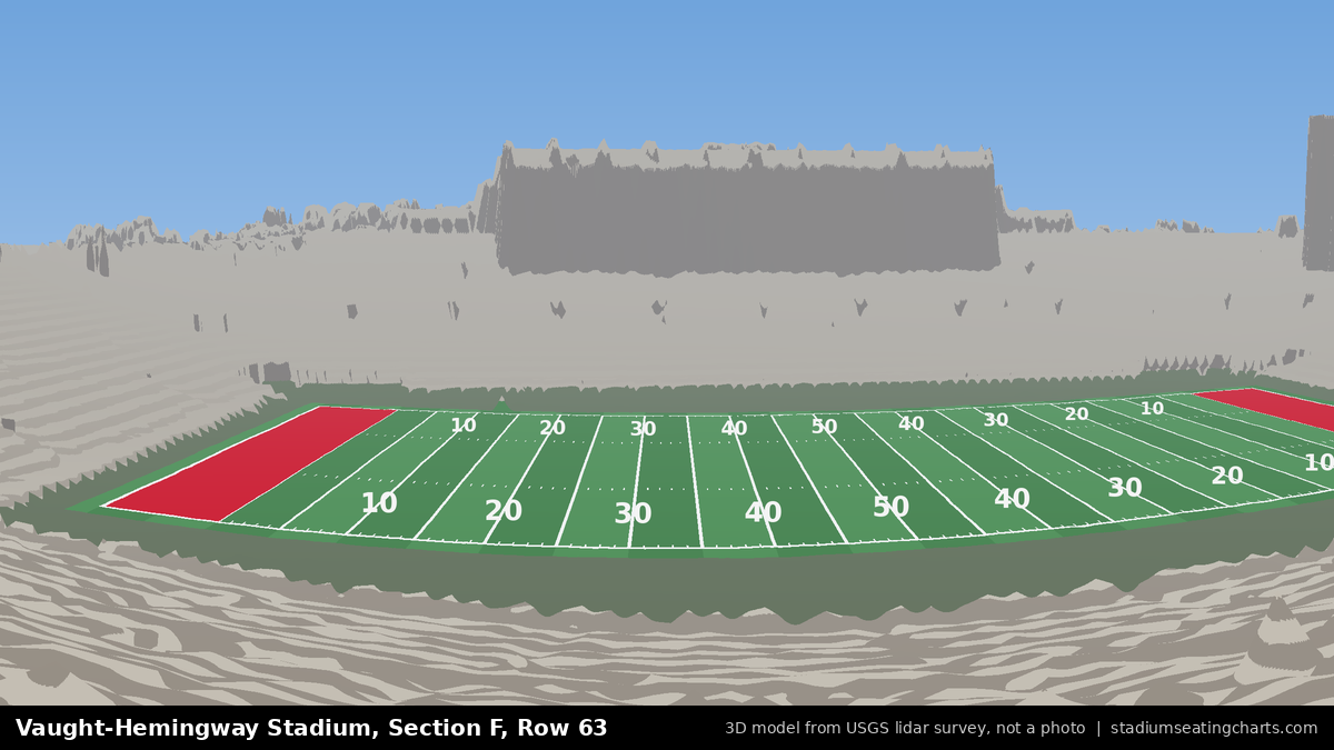View from Vaught-Hemingway Stadium Section F, Row 63, looking toward the field