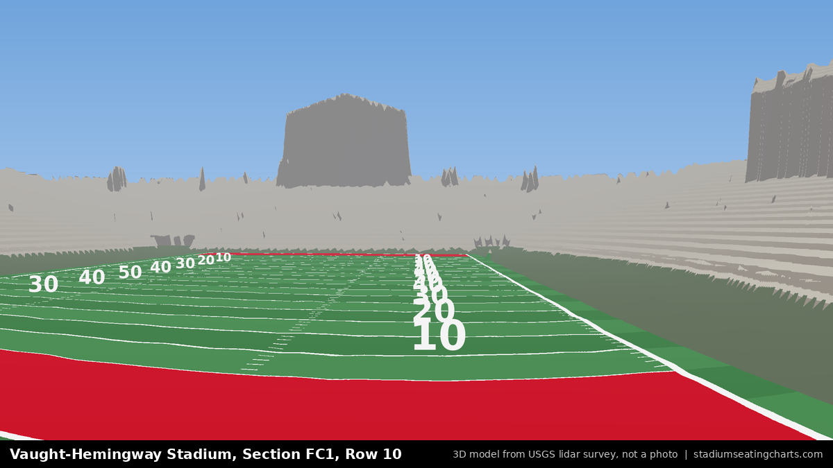 View from Vaught-Hemingway Stadium Section FC1, Row 10, looking toward the field