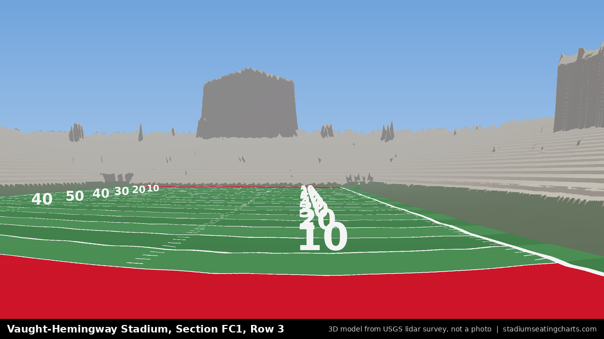 View from Vaught-Hemingway Stadium Section FC1, Row 3, looking toward the field