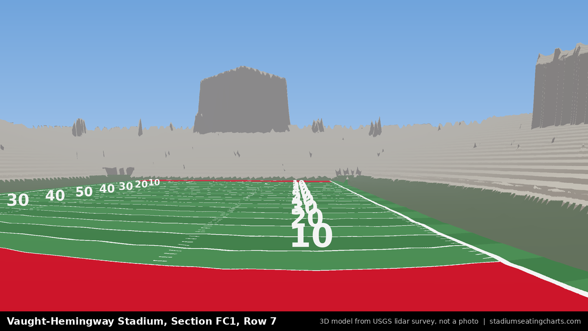View from Vaught-Hemingway Stadium Section FC1, Row 7, looking toward the field