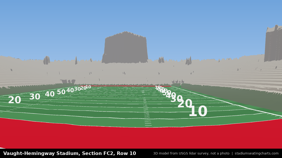 View from Vaught-Hemingway Stadium Section FC2, Row 10, looking toward the field