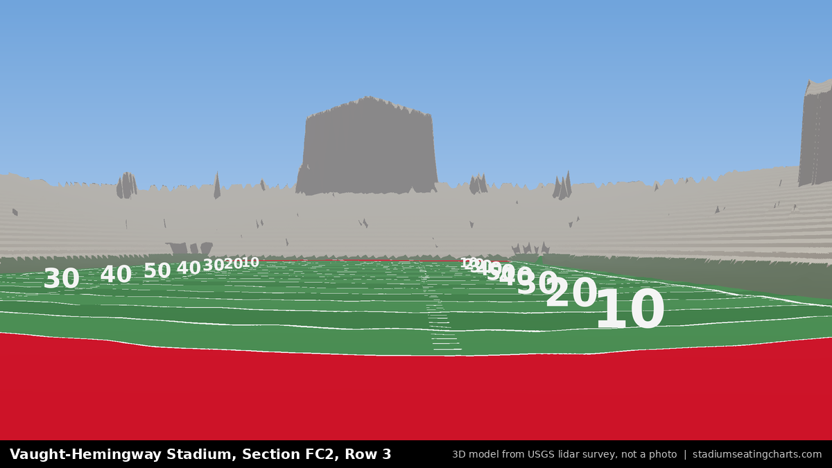 View from Vaught-Hemingway Stadium Section FC2, Row 3, looking toward the field
