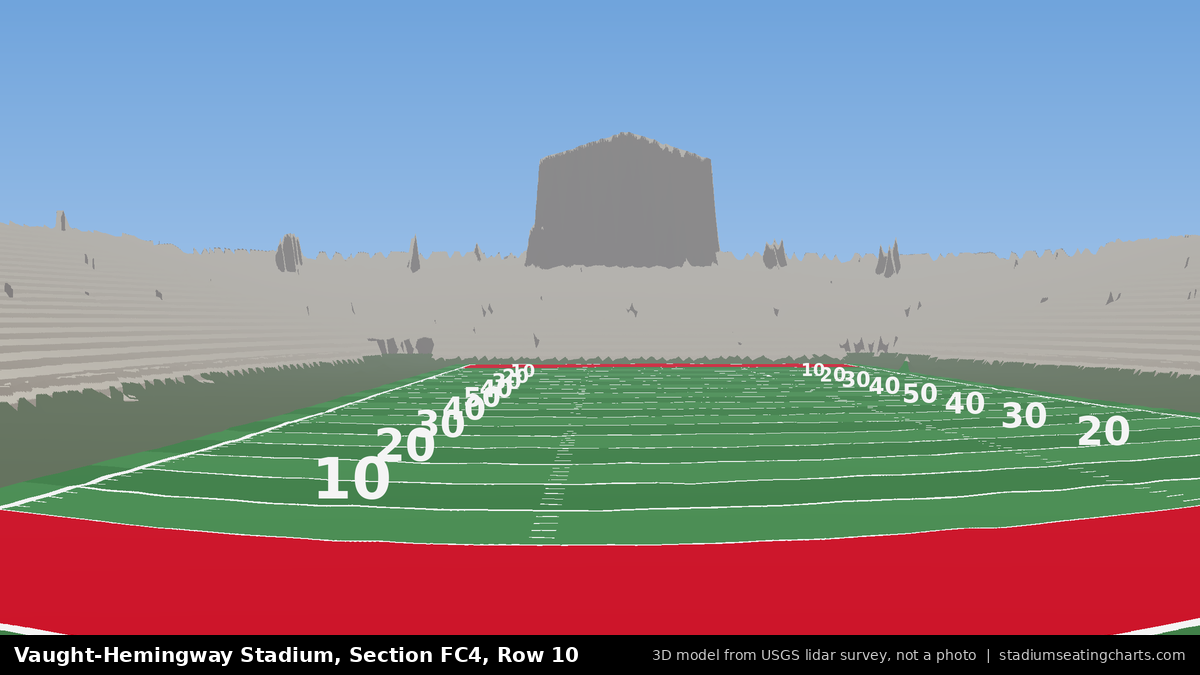 View from Vaught-Hemingway Stadium Section FC4, Row 10, looking toward the field