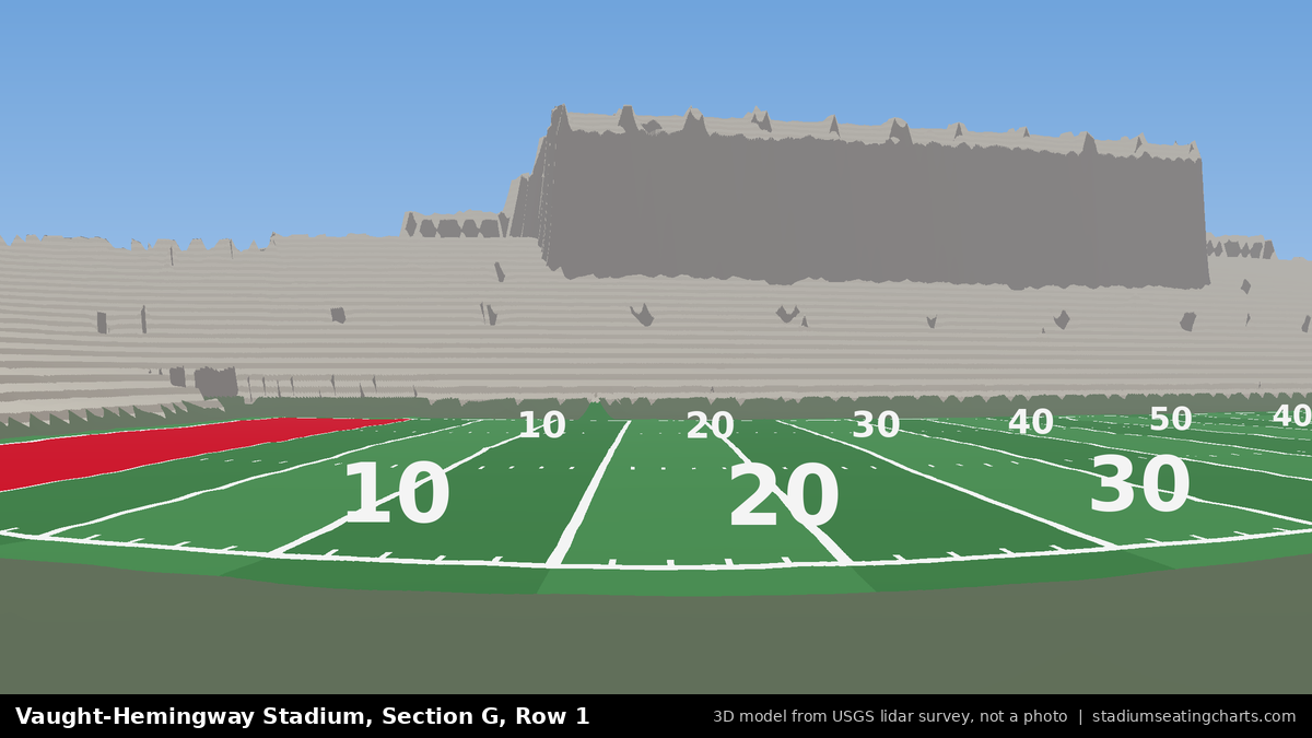 View from Vaught-Hemingway Stadium Section G, Row 1, looking toward the field