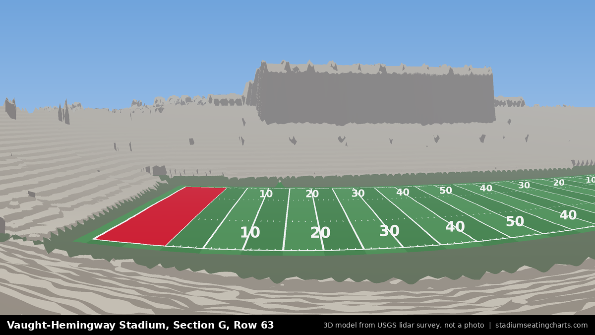 View from Vaught-Hemingway Stadium Section G, Row 63, looking toward the field