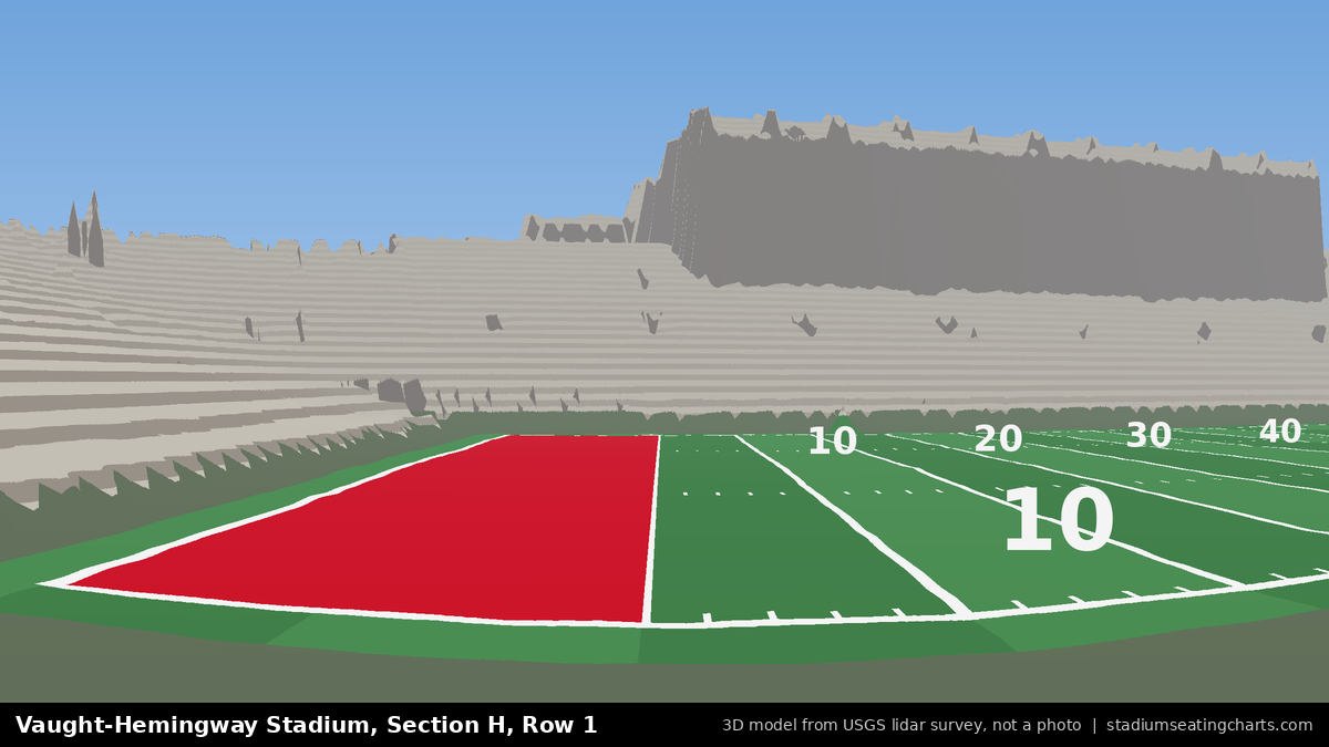 View from Vaught-Hemingway Stadium Section H, Row 1, looking toward the field